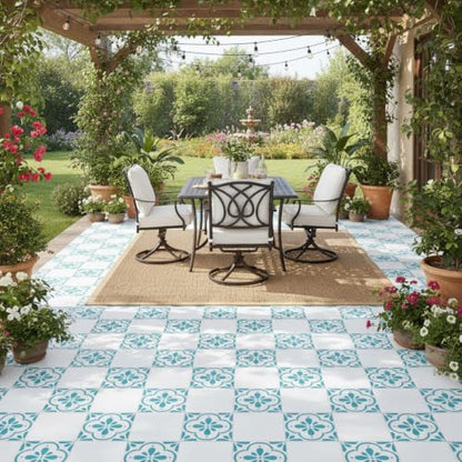 2-Pack 12" x 12" Large Reusable Floor Tile Stencils for Painting, Boho