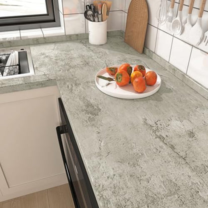 FunStick 24"x200" Grey Cracked Concrete Peel and Stick Wallpaper for Bathroom Bedroom Accent Wall Paper Waterproof Removable Vinyl Industrial Grey Cement Contact Paper for Countertops Kitchen Cabinets - size: 24 x 200 Inches