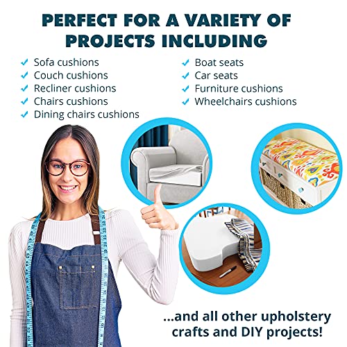 Foamma 7" x 14" x 14" High Density Upholstery Foam Padding, Thick-Custom Pillow, Chair, and Couch Cushion Replacement Foam, Craft Foam Upholstery Supplies, Foam Pad for Cushions and Seat Repair - size: 7" x 14" x 14"