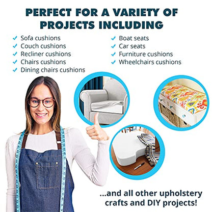 Foamma 1" x 18" x 112" Medium Density Upholstery Foam Padding, Thick-Custom Pillow, Chair, and Couch Cushion Replacement Foam, Craft Foam Upholstery Supplies, Foam Pad for Cushions and Seat Repair - color: Medium Density, size: 1" x 18" x 112"