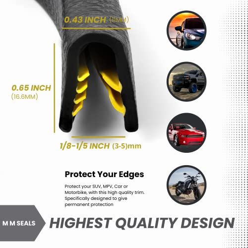 Edge Trim Black Large U Height 0.656" U Height x 0.039"-0.178" Grip Range (25 Feet) - size: 25 Feet