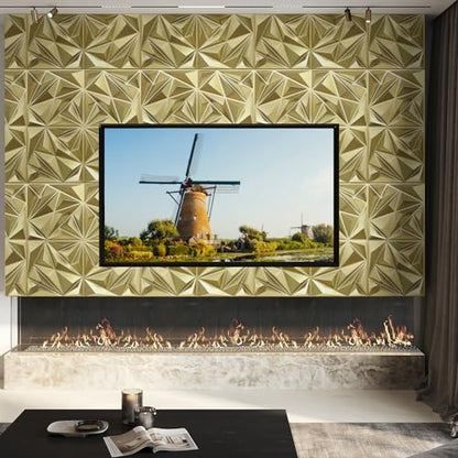 STICKGOO Diamond 3D Wall Panels, Champaign Gold, 12''x12'', 33 Pack - color: Champaign Gold