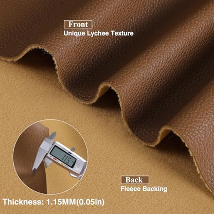Faux Leather Fabric 55" W 1.15MM Thick Marine Vinyl Fabric 5 Yards 55"x180" - color: Brown, size: Pre-Cut 5 Yards