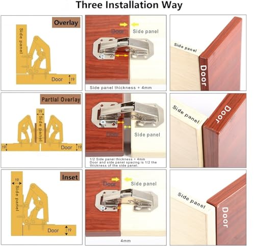 8-Pack Hidden Hinges for Cabinet Doors Frameless, Concealed Cabinet Hinges, 90 Degree Flush Mount Hinges - size: 8 Pack