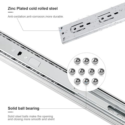 16 inch Soft Close Drawer Slides 6 Pairs Ball Bearing Full Extension Cabinet Drawer Slides 3 fold, Side Mount, 100 LB Capacity Heavy Duty Drawer Slide 16" - size: 16inch(400mm), style: Sliver-6