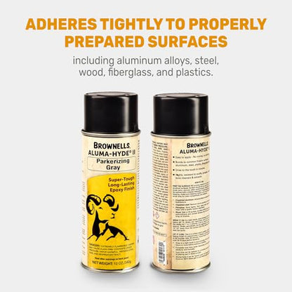 Brownells Aluma-Hyde II Epoxy Based Firearm Finish Spray Coating Protection Paint, Aerosol Can, 12 oz. (340g) Parkerizing Gray - color: Parkerizing Gray