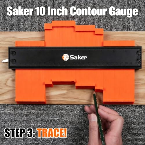 Saker Contour Gauge Profile Tool with Adjustable Lock 10 Inch Orange - style: 10 INCH