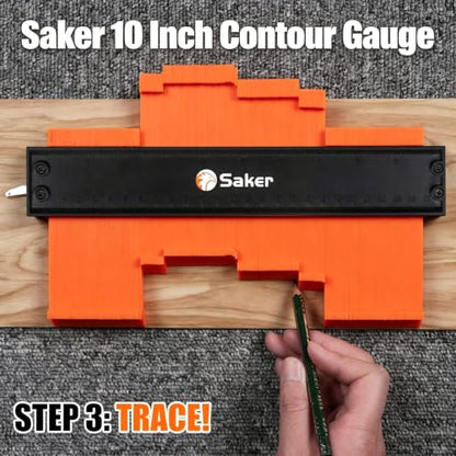 Saker Contour Gauge Profile Tool with Adjustable Lock 10 Inch Orange - style: 10 INCH