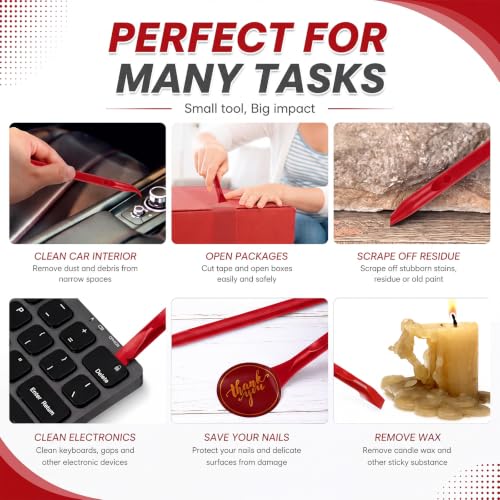 Honoson 9 Pcs Cleaning Scraper Tool Detailing Picks Non Scratch, Red - color: Red