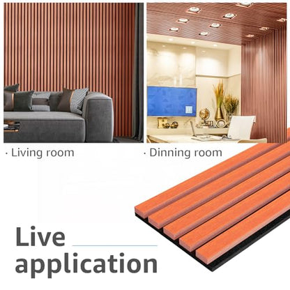 Art3d 4-Pack Fluted Acoustic Wood Slat Wall Panel, 107 x 8 Inch, Cherry - color: Cherry, size: 4pcs - 107＊8in.