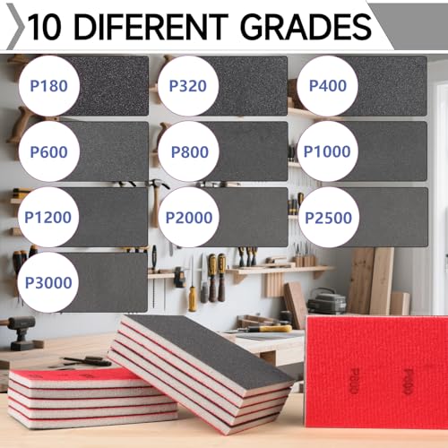 24Pcs Sanding Sponge 800 Grit Wet Dry Soft Foam Hand Sander Block - size: 24pcs 800 Grit, style: Aluminum
