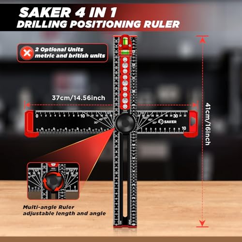 Saker Contour Gauge Duplication 10inch + 5 inch and Saker 4-in-1 Drilling Positioning Ruler