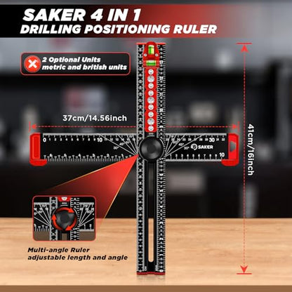 Saker Contour Gauge Duplication 10inch + 5 inch and Saker 4-in-1 Drilling Positioning Ruler