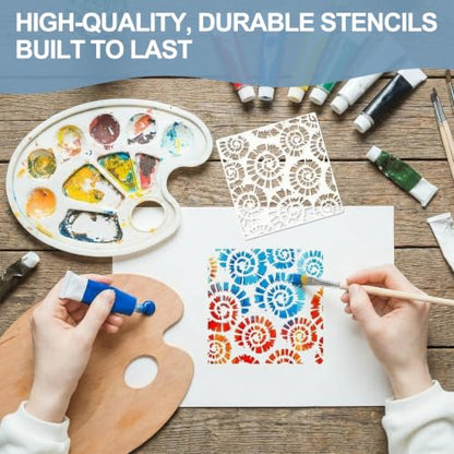 32-Piece Reusable Geometric & Textured Stencils Set – Perfect for Crafts, Painting, Walls & Furniture | Durable, Easy-to-Use Stencils for DIY Projects