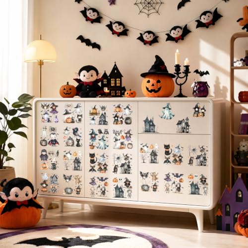 Halloween Rub on Transfers for Crafts Ghost Transfer Stickers for Furniture - style: Cute Ghost
