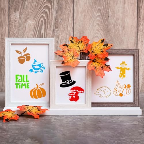 JULMELON 20Pcs Fall Stencils for Painting on Wood Cute Autumn Crafts Kids - style: Fall