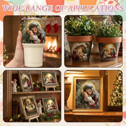16 Pcs Nativity Christmas Rub on Transfers for Crafts Furniture - color: Nativity Christmas
