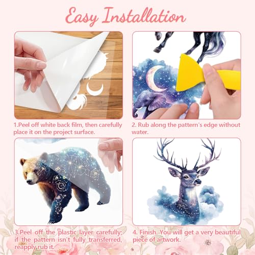Peacoblue Star Animals Rub On Transfers for Furniture Craft 6"x12" - style: Star Creatures Animals