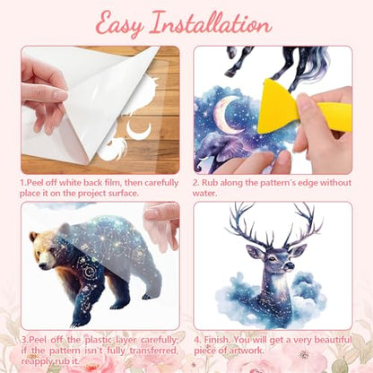 Peacoblue Star Animals Rub On Transfers for Furniture Craft 6"x12" - style: Star Creatures Animals