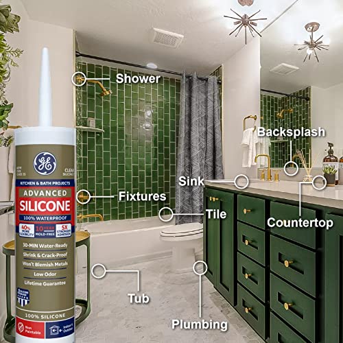 GE Advanced Silicone Kitchen & Bath Sealant Almond, 2.8 oz, 1, Tube