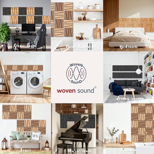 WoveN SounD Acoustic Wall Panels, Teak, 16 Pack, 12x12 in - color: Cut Prism, Teak, 16 Pack