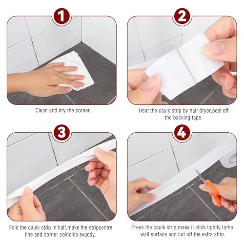 Waterproof Caulk Tape, Self-Adhesive for Toilet, Tub, Kitchen, Corners,Bathroom Surfaces, Easy Application - style: 1 Roll-WIF
