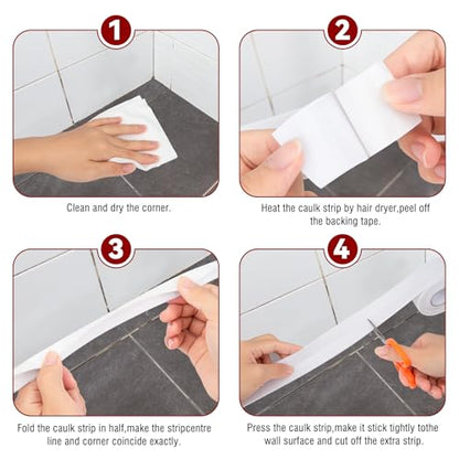 Waterproof Caulk Tape, Self-Adhesive for Toilet, Tub, Kitchen, Corners,Bathroom Surfaces, Easy Application - style: 1 Roll-WIF