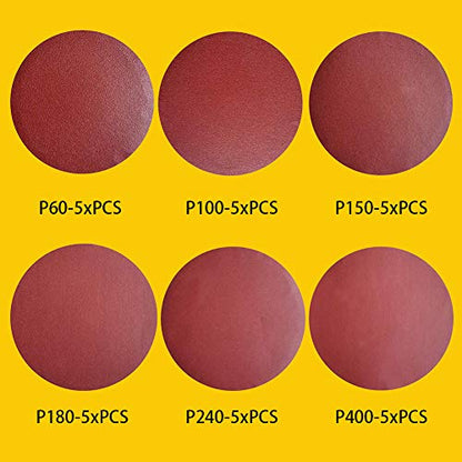 30 PCS 9 Inch PSA Aluminum Oxide Sticky Sanding Disc, Self Stick(5 Each of 60 100 150 180 240 400 Grit) - style: 9 Inch