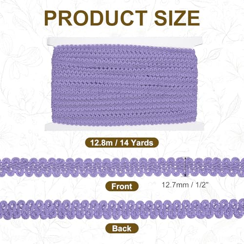 MECCANIXITY Gimp Braid Trim 1/2" x 14 Yards Polyester, Light Purple - color: Light Purple