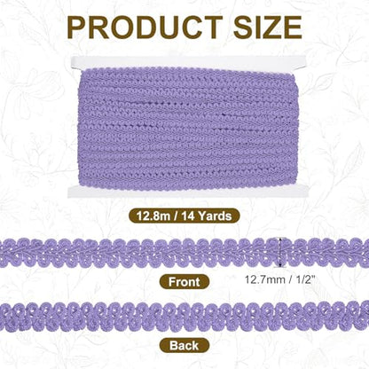 MECCANIXITY Gimp Braid Trim 1/2" x 14 Yards Polyester, Light Purple - color: Light Purple