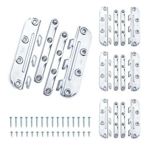 POWERTEC Surface Mounted Bed Rail Brackets 8PK, Bed Frame Hardware w/ Mounting Screws for Head Board/Bed Frame/Footboards, No-Mortise Bed Hardware (71425-P2V) - size: Set of 8