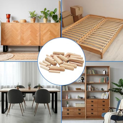 30Pcs Assorted Wooden Dowel Pins, M4 M6 M8 M10 M12 Fluted Hardwood Grooved Plugs for Furniture Woodworking, DIY Crafts Carpentry (5/32 to 1/2 Inch, 4/6/8/10/12mm) - size: 5 Sizes(M4 M6 M8 M10 M12)