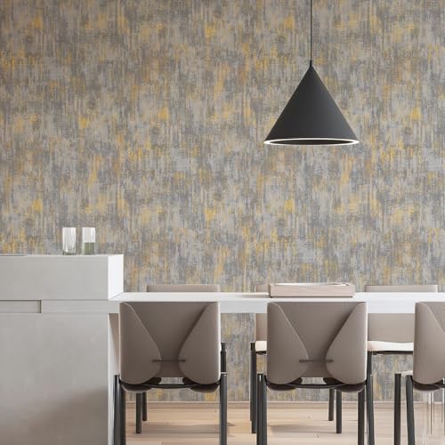 HueBurst Metallic Wallpaper Peel and Stick Modern Gray Gold 17.3" x 480" - color: Light Gray, size: 17.3" x 480"