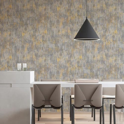 HueBurst Metallic Wallpaper Peel and Stick Modern Gray Gold 17.3" x 480" - color: Light Gray, size: 17.3" x 480"