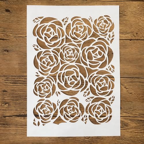 TIAMECH A4 Reusable Rose Bouquet Stencil for Painting - color: Rose Bouquet
