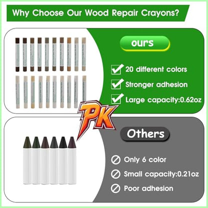 Furniture Markers Touch Up, 20 Colors Wood Filler Sticks- Wood Veneer Series - color: Wood Veneer Series