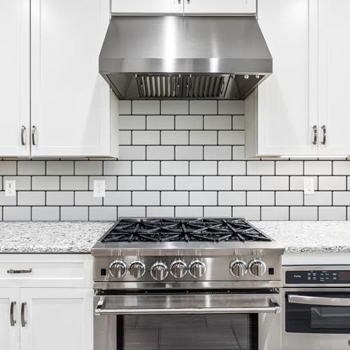 Art3d Faux Ceramic Subway Tile Peel and Stick Backsplash, 10-Pack, White - color: White with Black Grout