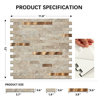 10 Pieces Peel and Stick PVC Mosaic Backsplash,for Kitchen Backsplash,Etc
