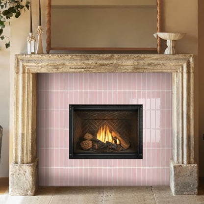 Commomy Pink Peel and Stick Tile - 10 Pcs of 12" x 12" - color: Pink & Glossy Surface