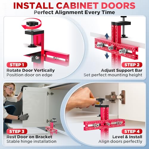 Cabinet Hardware Jig – Adjustable Drill Guide Template for Knobs & Handles Precision Hole Locator for DIY Cabinet Installation Fits 2.5" to 7.5" Spacing - size: Large
