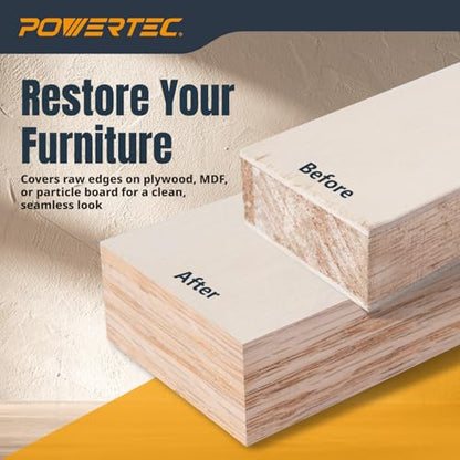 POWERTEC Red Oak Edge Banding – 13/16" x 50 Ft Pre-Glued Veneer Edging Tape Roll for Cabinet Repair, Furniture Restoration, Shelving & DIY Projects (72371) - color: Red Oak