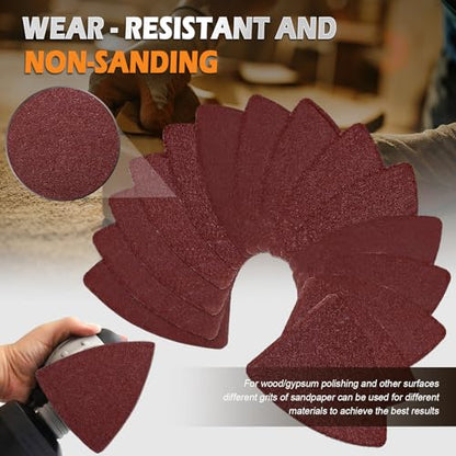 136Pcs Oscillating Tool Sanding Pad Kit, Contains 6Pcs Triangle Sanding Pads and 130Pcs Multitool Sandpaper, 60 80 100 120 240 Grits Oscillating Multi Tool Sandpaper Great for Wood&Plaster Polishing - size: 136 pcs Triangle Pad Kit