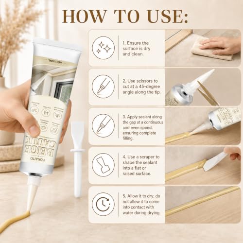 100ML Beige Caulk, Strong Adhesion Waterproof Shrink Crack Proof