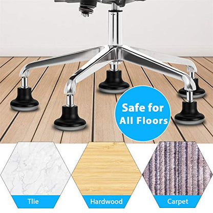 Bell Glides Replacement Office Chair Feet Swivel Caster Wheels to Fixed Stationary Castors, Short Profile with Separate Self Adhesive Felt Pads Black 5pcs (Pack of 2) - size: 11mm x 22mm (Pack of 2)