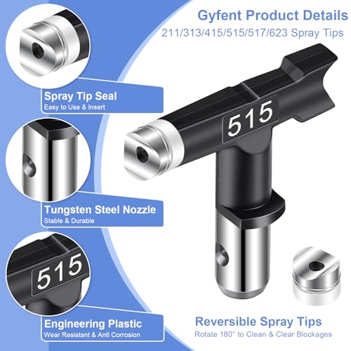 6 Reversible Spray Tips, Airless Paint Sprayer Tip Nozzle 211 313 41