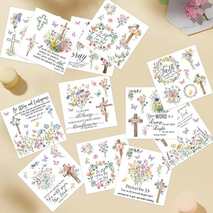 12 Pcs Bible Verse Floral Rub-On Transfers for Furniture & Crafts - style: Bible Verse Floral