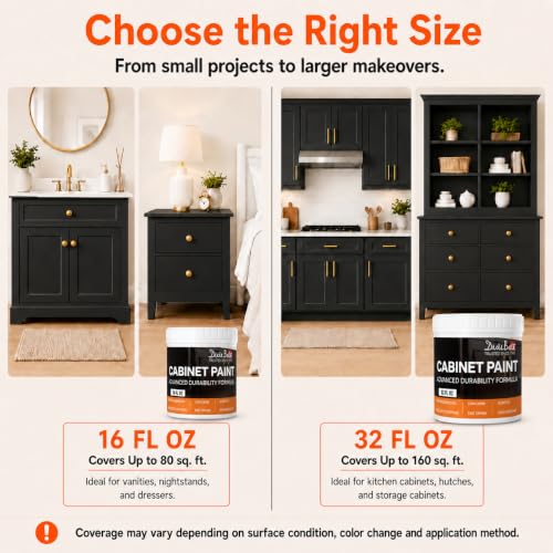 DWIL Cabinet Paint, Water Based Kitchen Cabinet Paint, Black Furniture Paint, Wood Paint, Low Odor, Fast Drying, Semi-Gloss, 16oz Black - color: Black, size: 16 Fl Oz (Pack of 1)
