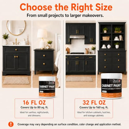DWIL Cabinet Paint, Water Based Kitchen Cabinet Paint, Black Furniture Paint, Wood Paint, Low Odor, Fast Drying, Semi-Gloss, 16oz Black - color: Black, size: 16 Fl Oz (Pack of 1)