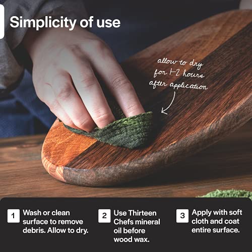 Cutting Board Wax and Conditioner with Food Grade Beeswax - Treat Wood Countertops, Butcher Blocks, Wooden Utensils and Bowls - Made in USA (12oz)