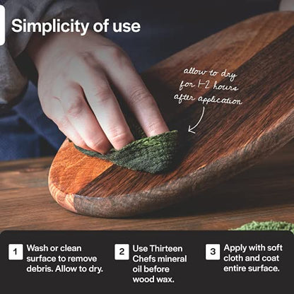 Cutting Board Wax and Conditioner with Food Grade Beeswax - Treat Wood Countertops, Butcher Blocks, Wooden Utensils and Bowls - Made in USA (12oz)